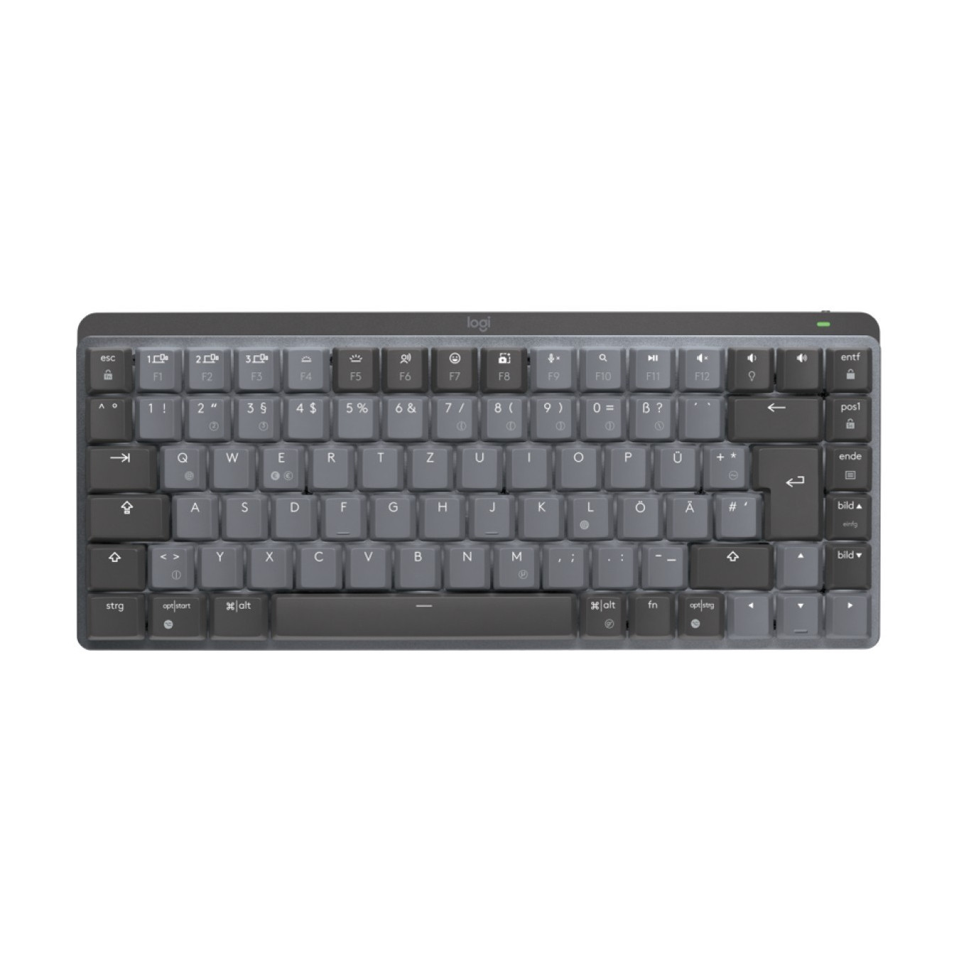 Logitech MX Mechanical Mini - Graphite - Low-Profile TKL Wireless Mechanical Keyboard (2.4 GHz & Bluetooth), White LED