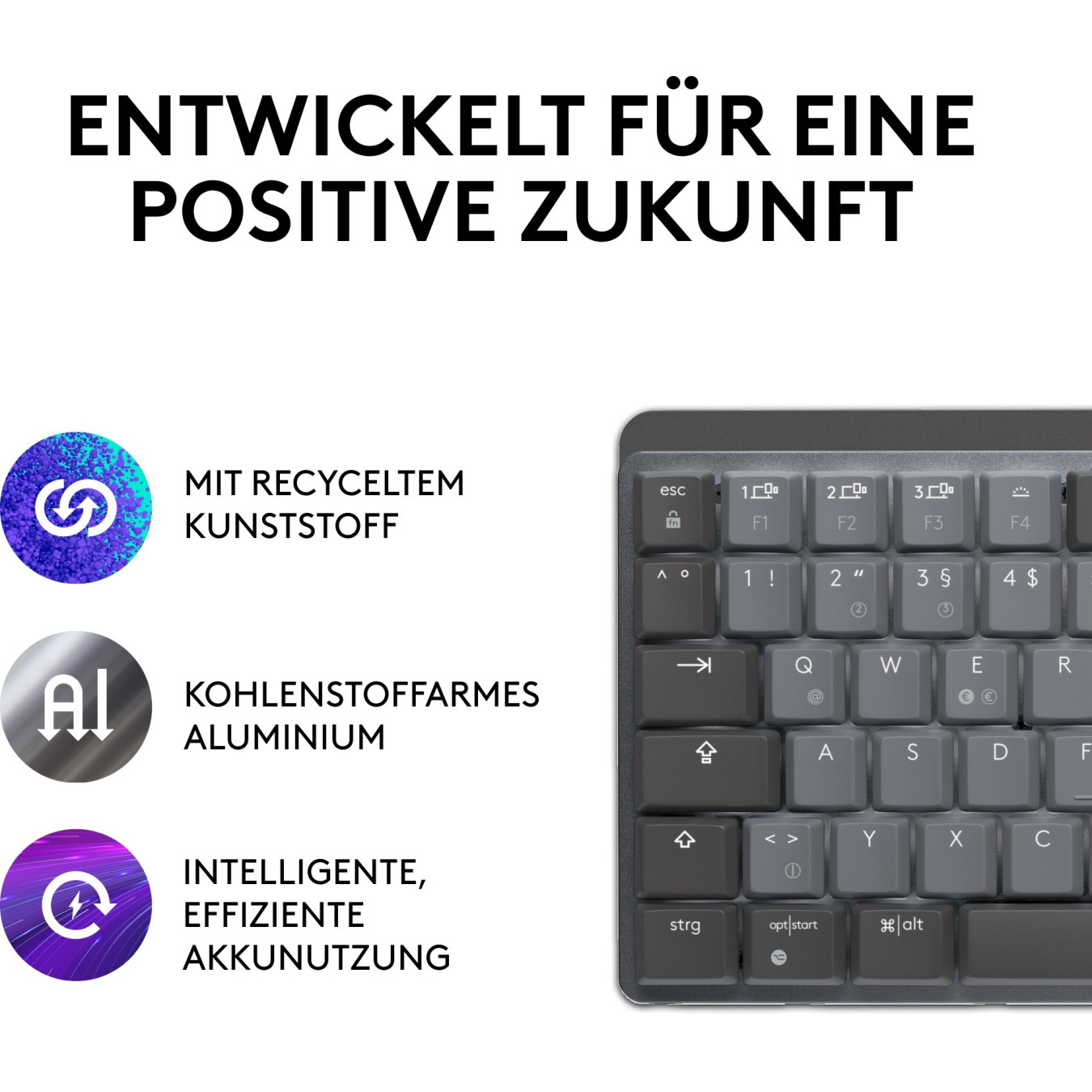 Logitech MX Mechanical Mini - Graphite - Low-Profile TKL Wireless Mechanical Keyboard (2.4 GHz & Bluetooth), White LED