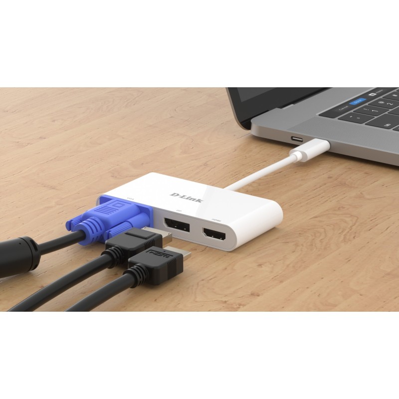 Buy D-Link USB-C 3-Port Hub DUB-V310 - HDMI/DisplayPort/VGA, 4K30, Passive, White in Cyprus, Nicosia, Limassol, Larnaka, Pafos