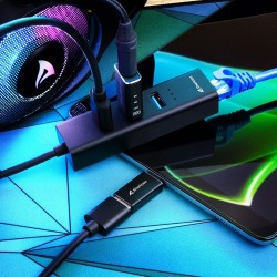 Buy Sharkoon 3-Port USB 3.2 Gen 1 Alu Hub + Ethernet - 4044951037575 - Black, US... in Cyprus, Nicosia, Limassol, Larnaka, Pafos