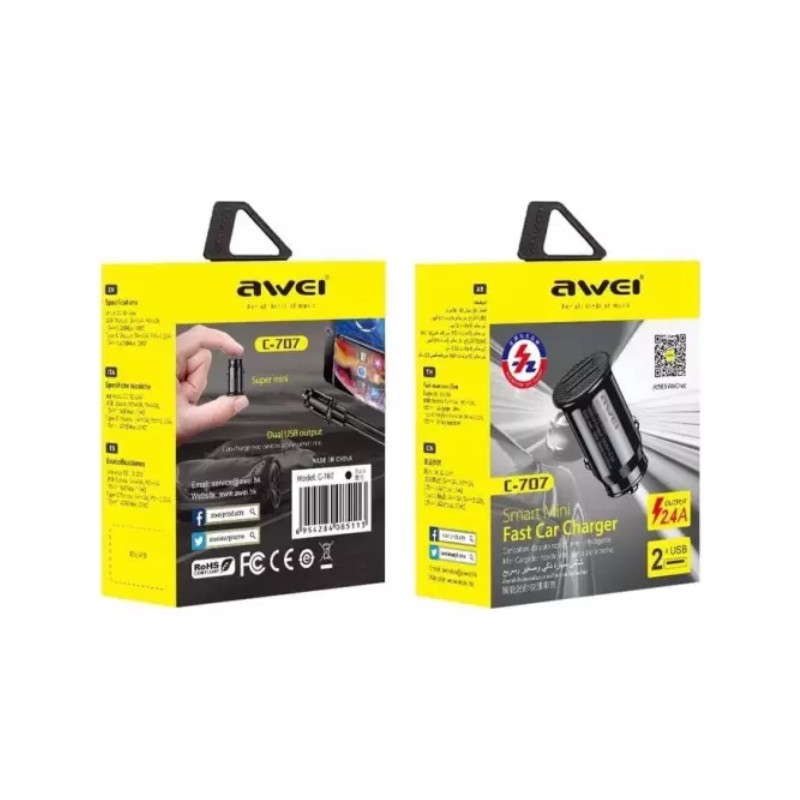 Car Charger Awei C-707 2 USB ports -  Official distributor b2b Armenius Store