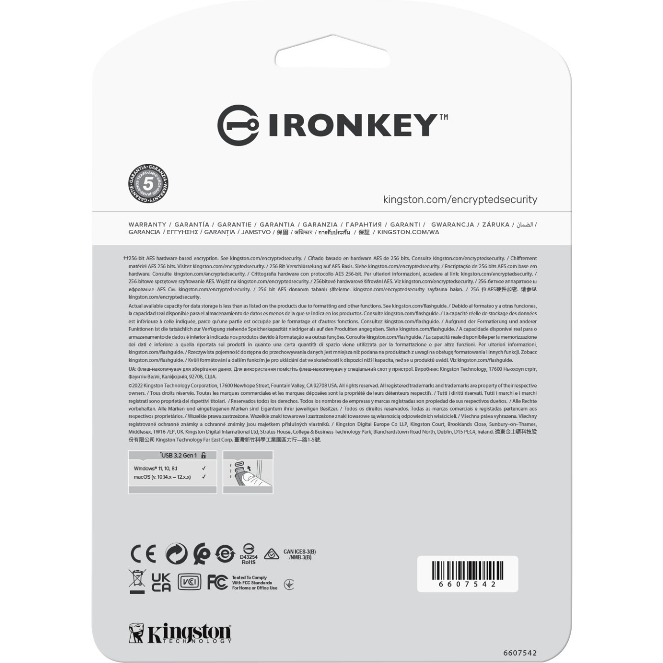 Kingston IronKey Vault Privacy 50 - 64GB AES-256 Encrypted USB-A 3.2 Gen1 - Black/Blue, FIPS 197, IPX8