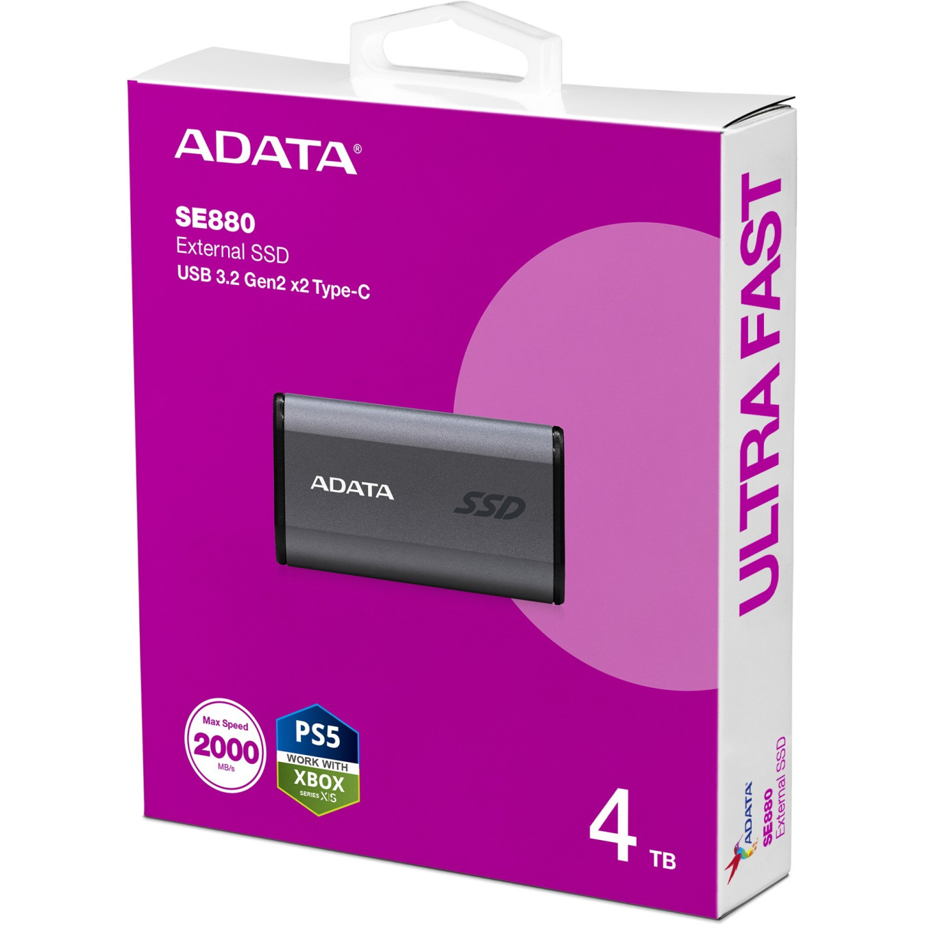 ADATA Elite SE880 - SE880 - 4TB Portable NVMe SSD, USB 3.2 Gen2x2 (20Gbps), 2000MB/s, Grey — Buy in Cyprus with Fast Delivery