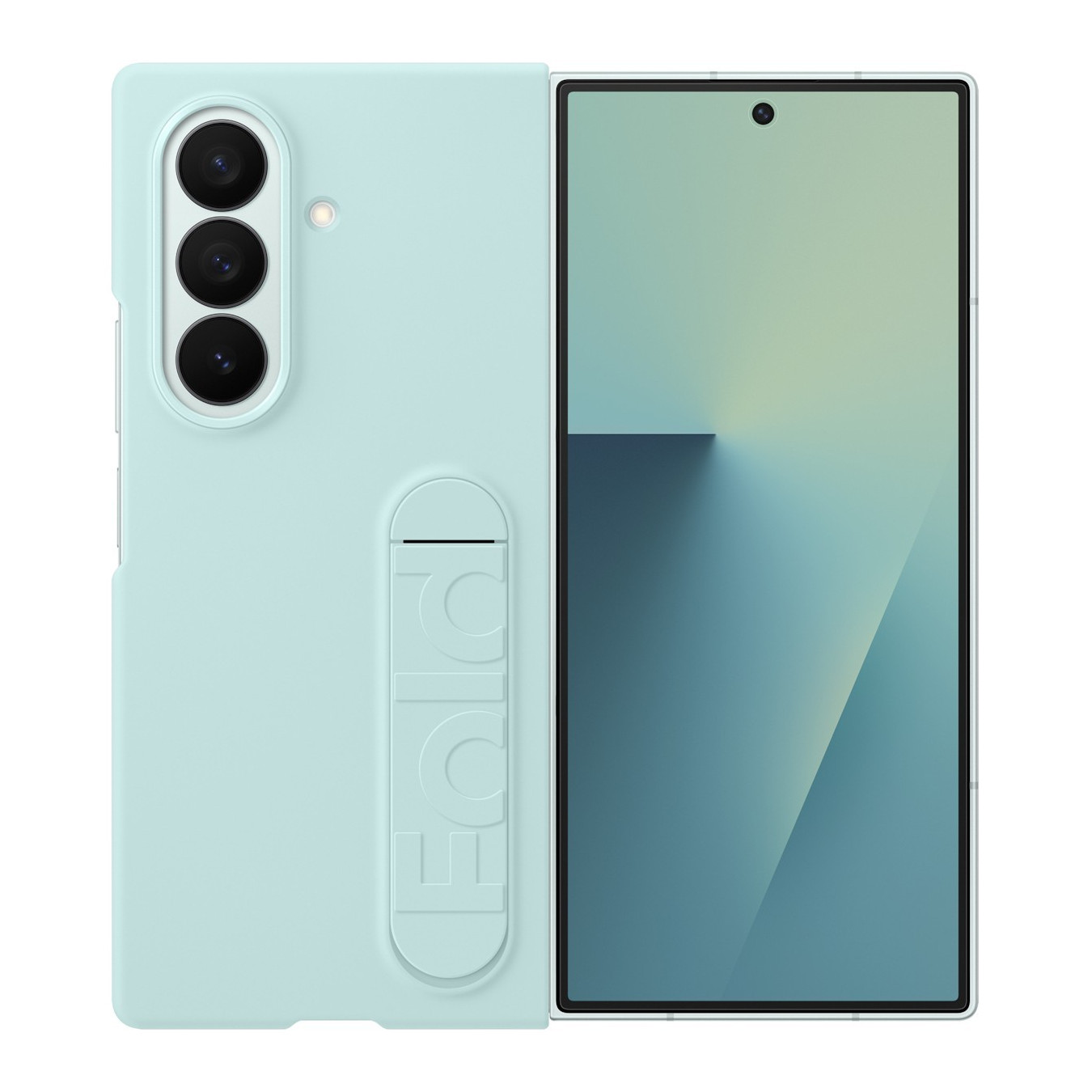Samsung Silicone Case for Galaxy Z Fold7 - Mint (Light Cyan) Silicone Cover with Desktop Stand