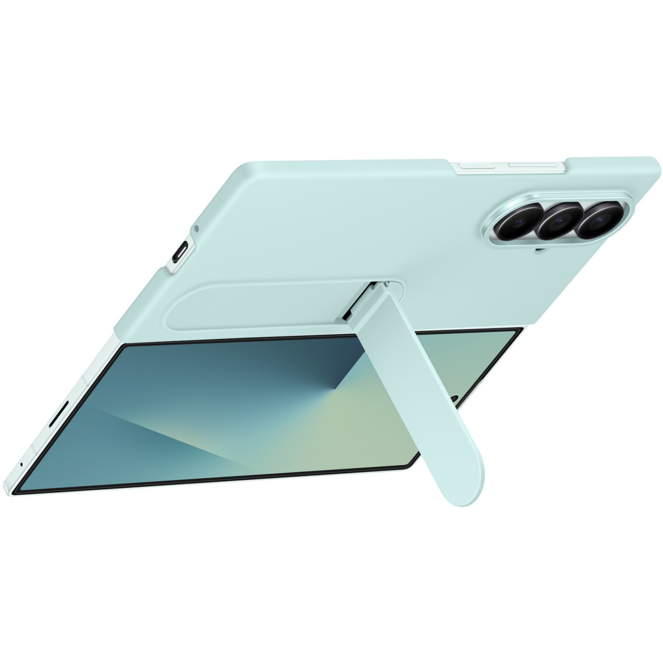 Samsung Silicone Case for Galaxy Z Fold7 - Mint (Light Cyan) Silicone Cover with Desktop Stand