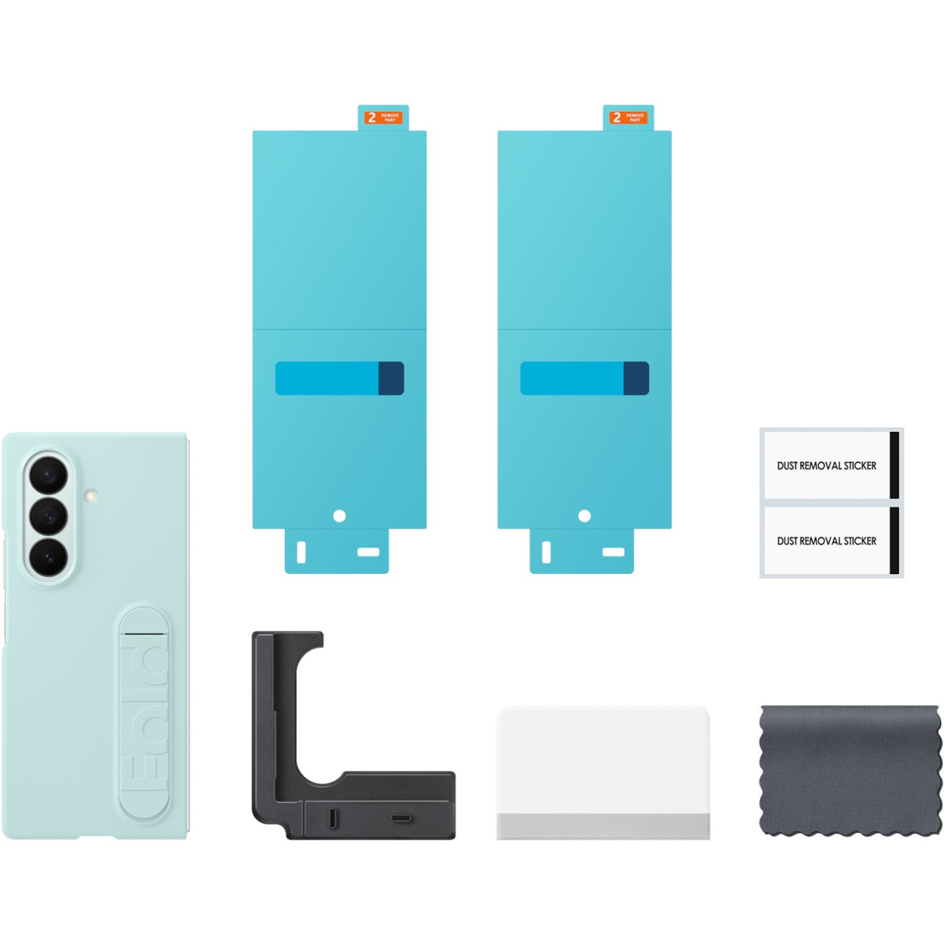 Samsung Silicone Case for Galaxy Z Fold7 - Mint (Light Cyan) Silicone Cover with Desktop Stand
