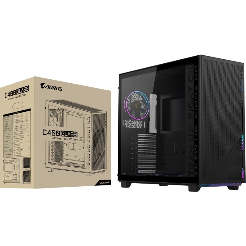 Buy GIGABYTE GB-AC400G - Mid Tower PC Case, Black, Tempered Glass, ATX/mATX/mITX... in Cyprus, Nicosia, Limassol, Larnaka, Pafos