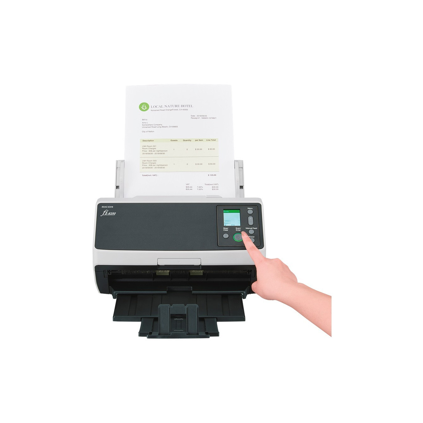 Fujitsu fi-8190 Document Scanner - ADF Duplex, 90 ppm, USB 3.2 Gen1 & LAN - Black/Grey — Buy in Cyprus with Fast Delivery