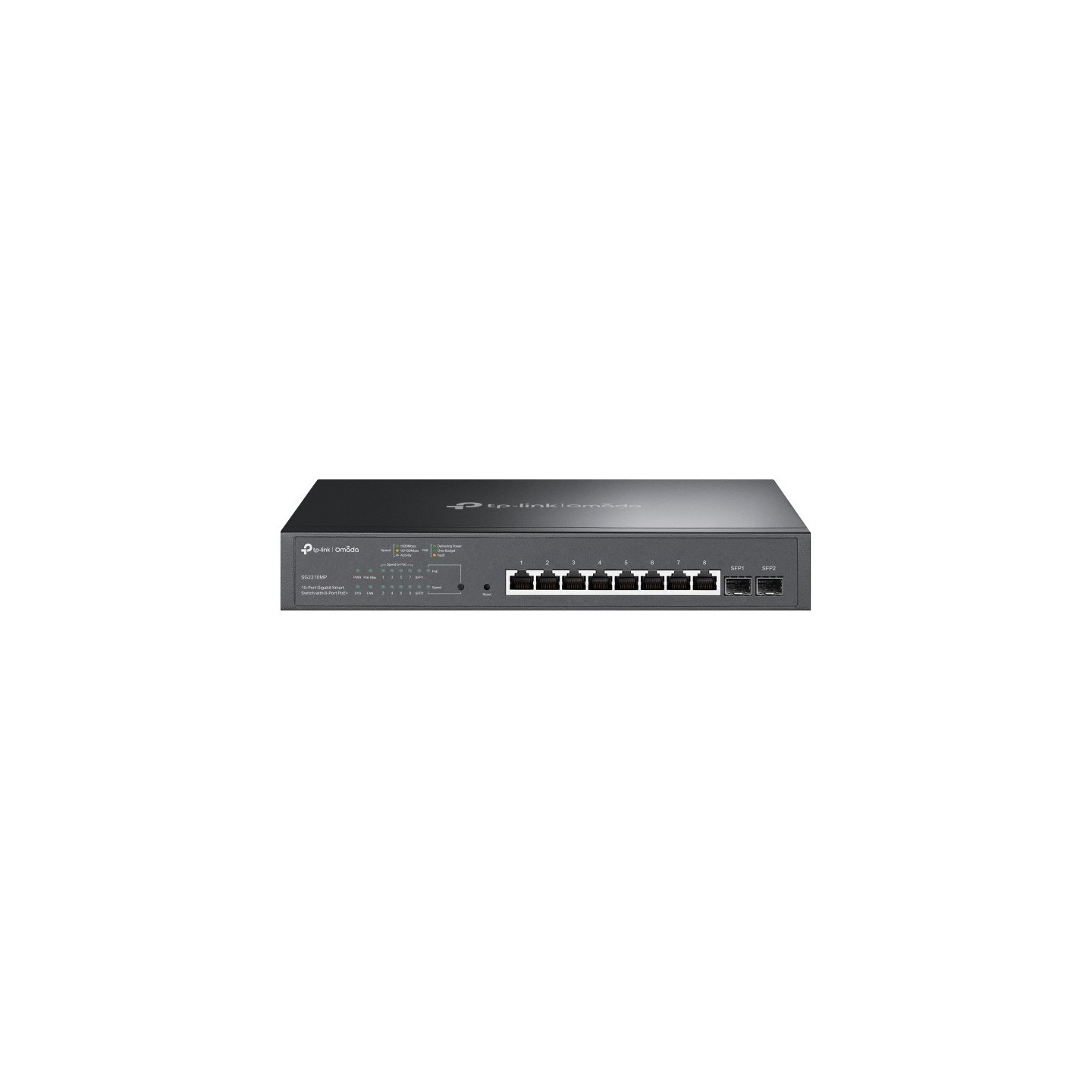 TP-Link Omada SG2210MP - 10-Port Gigabit Smart Switch (8x PoE+ 150W, 2x SFP) - Black, 1U Rackmount