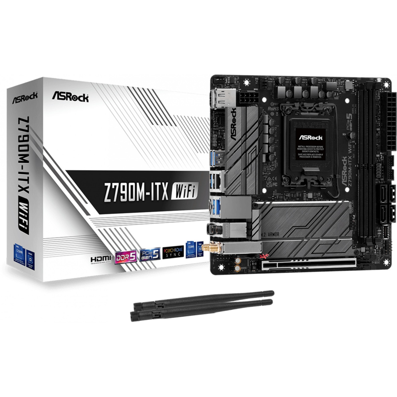 ASRock Z790M-ITX WiFi - Mini-ITX LGA1700 Motherboard - DDR5, 64GB Max, PCIe 5.0, Wi-Fi 6E, 2.5Gb LAN