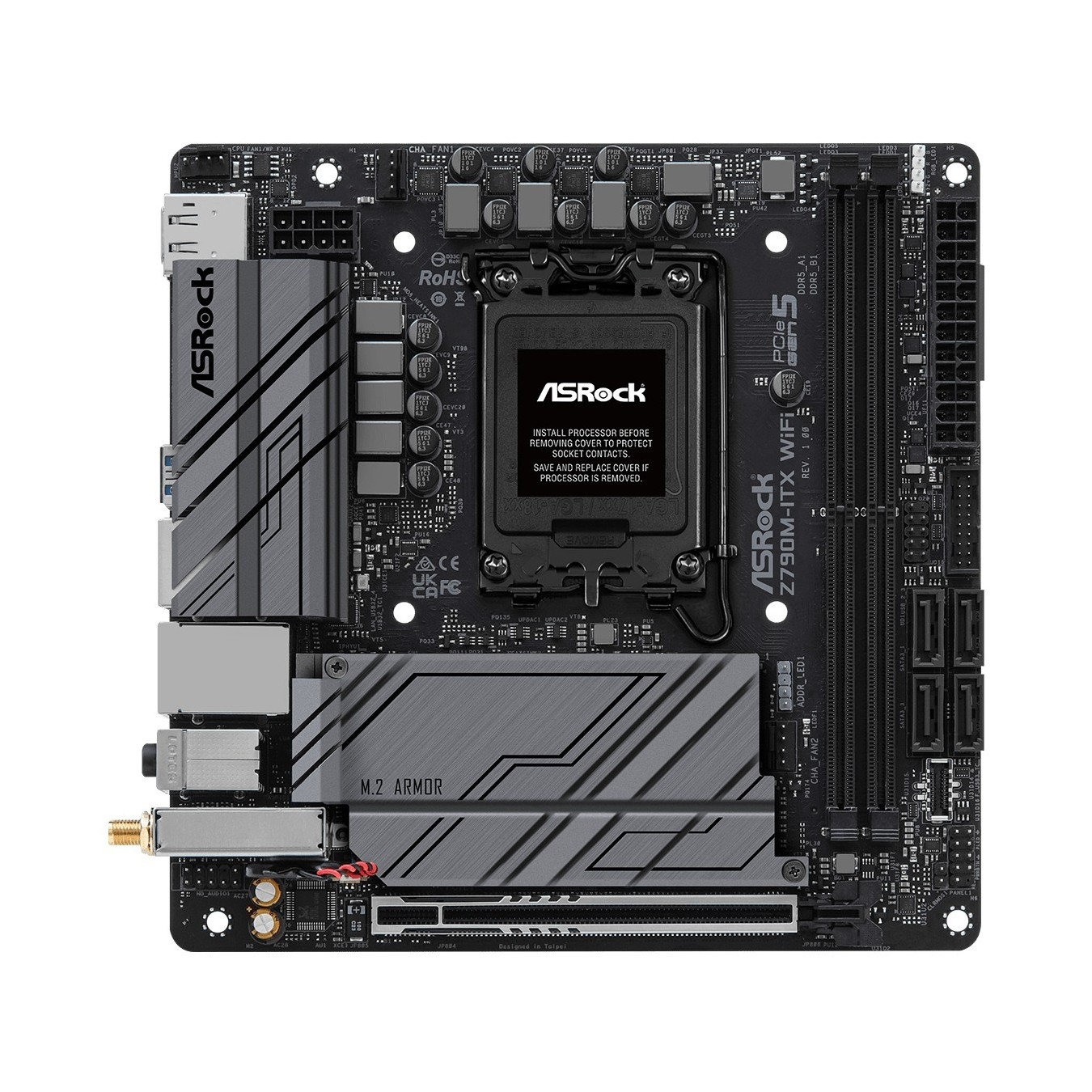 ASRock Z790M-ITX WiFi - Mini-ITX LGA1700 Motherboard - DDR5, 64GB Max, PCIe 5.0, Wi-Fi 6E, 2.5Gb LAN