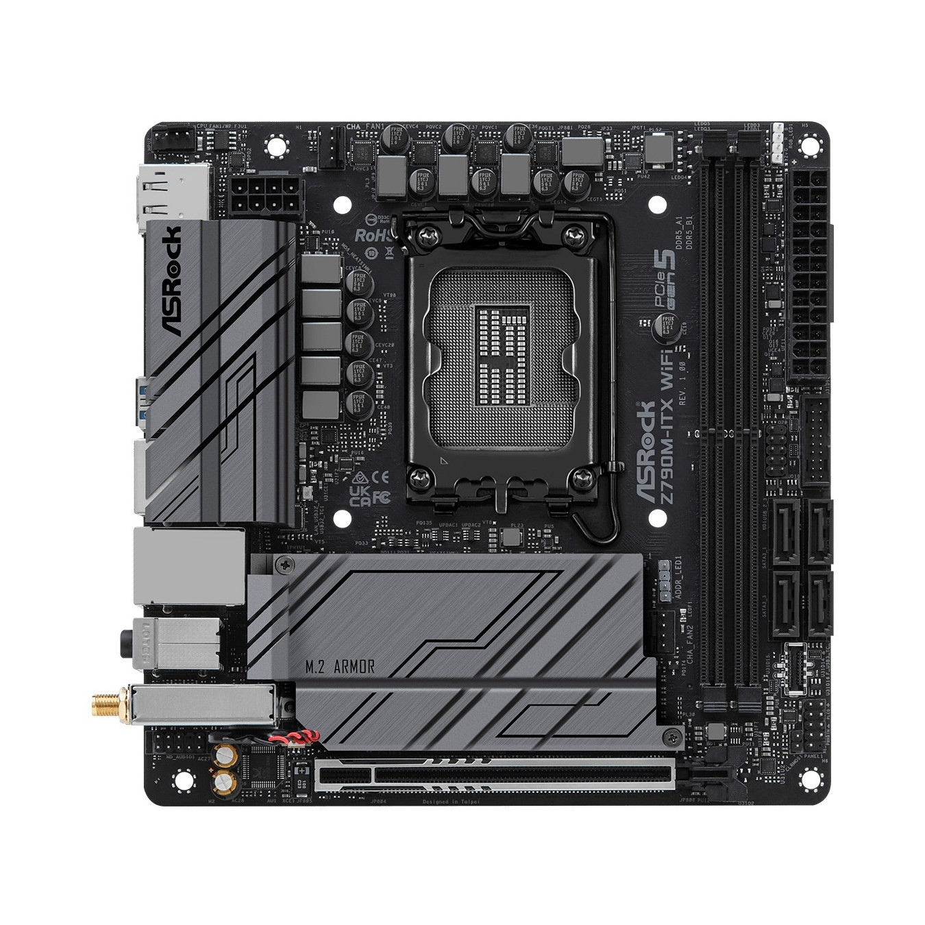 ASRock Z790M-ITX WiFi - Mini-ITX LGA1700 Motherboard - DDR5, 64GB Max, PCIe 5.0, Wi-Fi 6E, 2.5Gb LAN