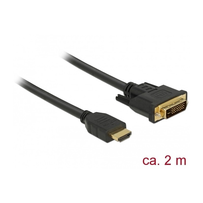 Buy DELOCK HDMI to DVI Cable Bidirectional - 85654 - Black, 2 m, Gold-plated in Cyprus, Nicosia, Limassol, Larnaka, Pafos
