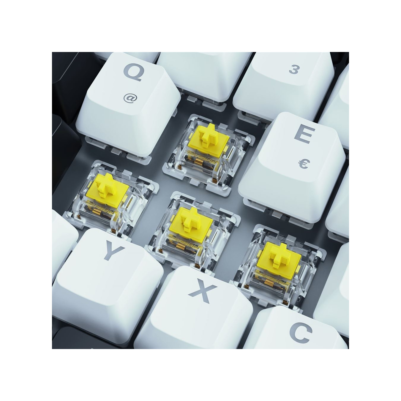 Sharkoon SKILLER SGK50 S3 - FR-AZERTY, 75% 85-key Mechanical Keyboard, Gateron Yellow, RGB, USB, White