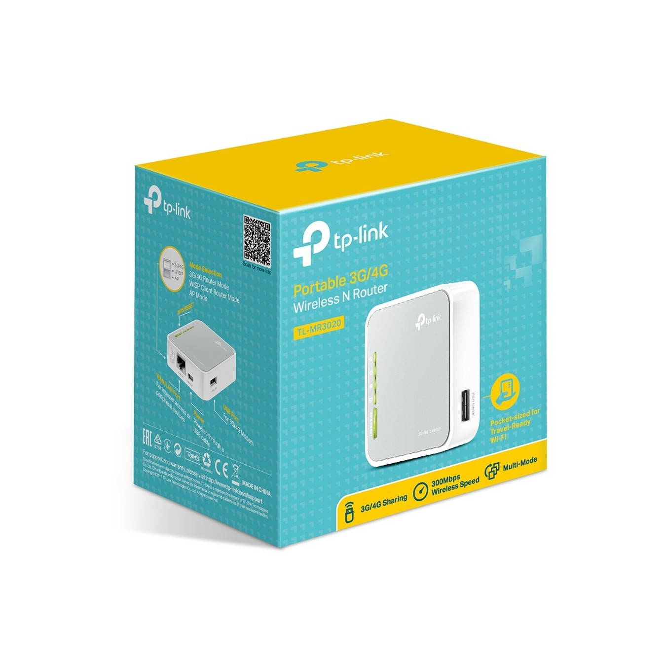 TP-Link TL-MR3020 - 3G Portable Router - 2.4 GHz Wi-Fi, 150 Mbps, USB-powered, Silver/White — Buy in Cyprus with Fast Delivery