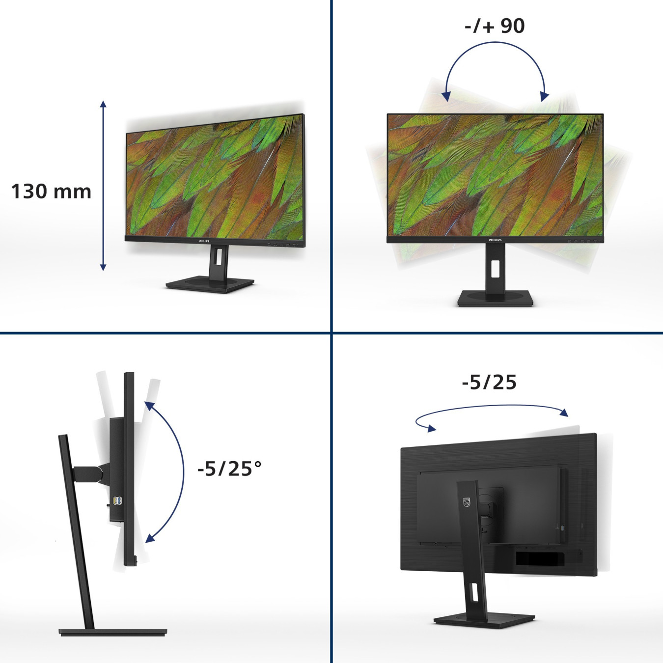 Philips 4K IPS Monitor - 27B1N3800 - 27in, 60Hz, 2xHDMI, DP, USB, Pivot, Black — Buy in Cyprus with Fast Delivery