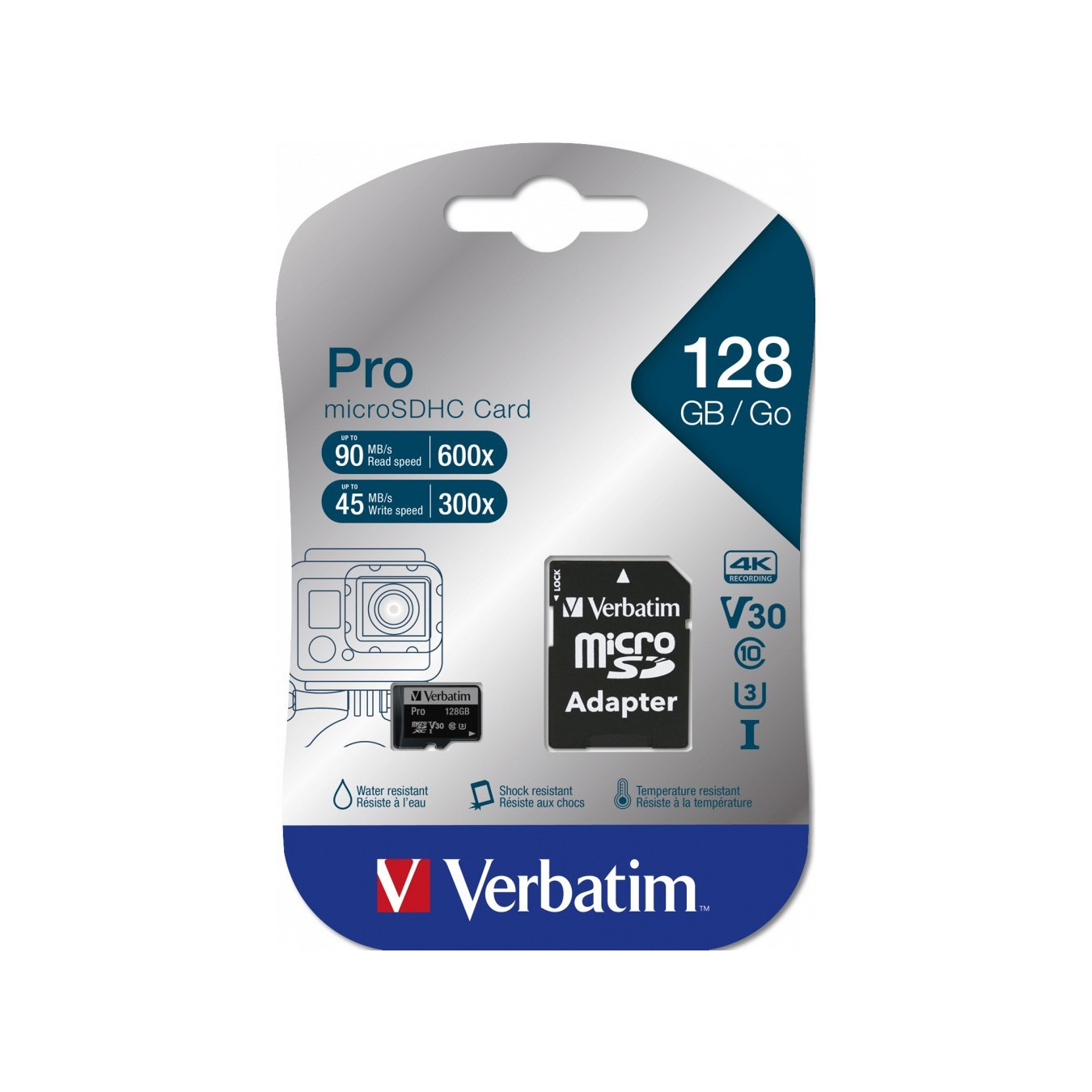 Verbatim MicroSDXC Pro 128GB Card - MicroSD U3, V30, Class 10 - Black — Buy in Cyprus with Fast Delivery