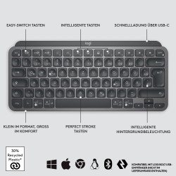 Logitech MX Keys Mini Graphite German QWERTZ LED Backlit Wireless - 920-010559 (Boxed) — Buy in Cyprus with Fast Delivery