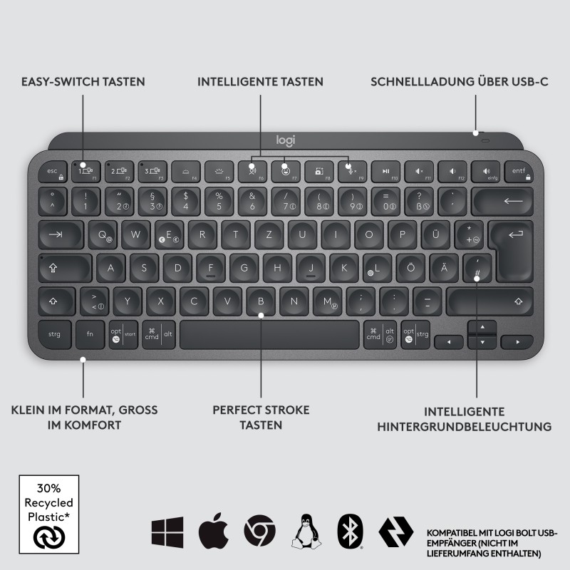 Buy Logitech MX Keys Mini - MX Keys Mini - Graphite, German QWERTZ, LED Backlit,... in Cyprus, Nicosia, Limassol, Larnaka, Pafos