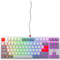 CHERRY XTRFY K4V2 TKL Keyboard - K4V2 - Retro Grey/Red, RGB Backlight, USB, US QWERTY, 2m Cable