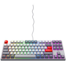 CHERRY XTRFY K4V2 TKL Keyboard - K4V2 - Retro Grey/Red, RGB Backlight, USB, US QWERTY, 2m Cable