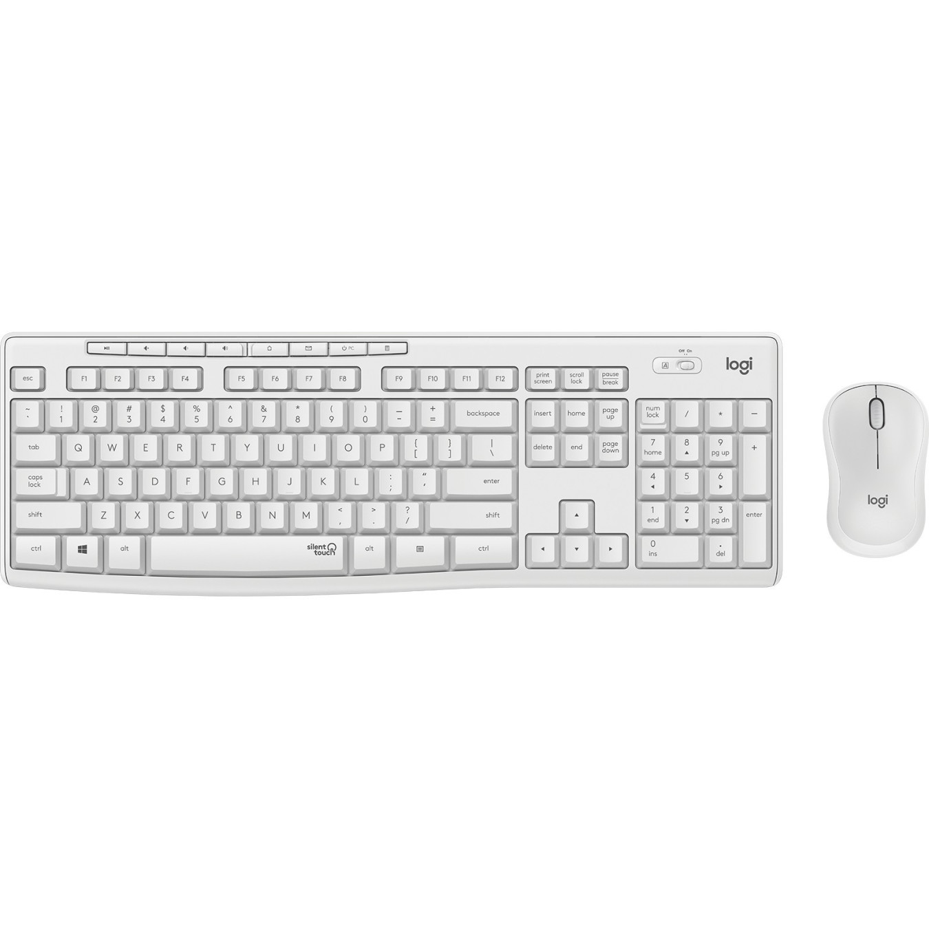 MK295 Silent Wireless Combo - MK295 - White, QWERTZ Hungarian, Full-size Keyboard + Ambidextrous Mouse, 2.4 GHz Wireless