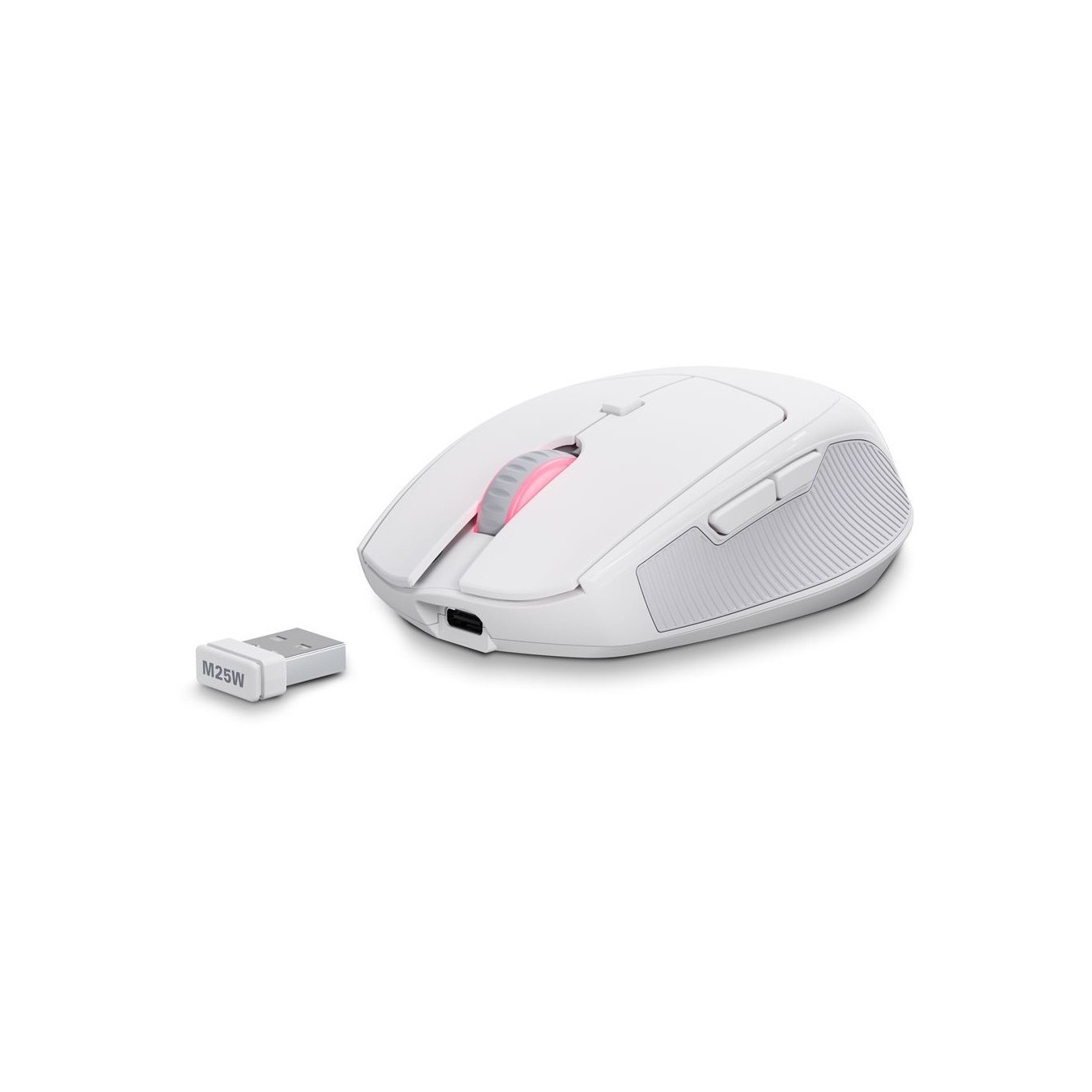 Sharkoon OfficePal M25W - M25W - Right-handed wireless optical mouse, 4000 DPI, USB-C, White