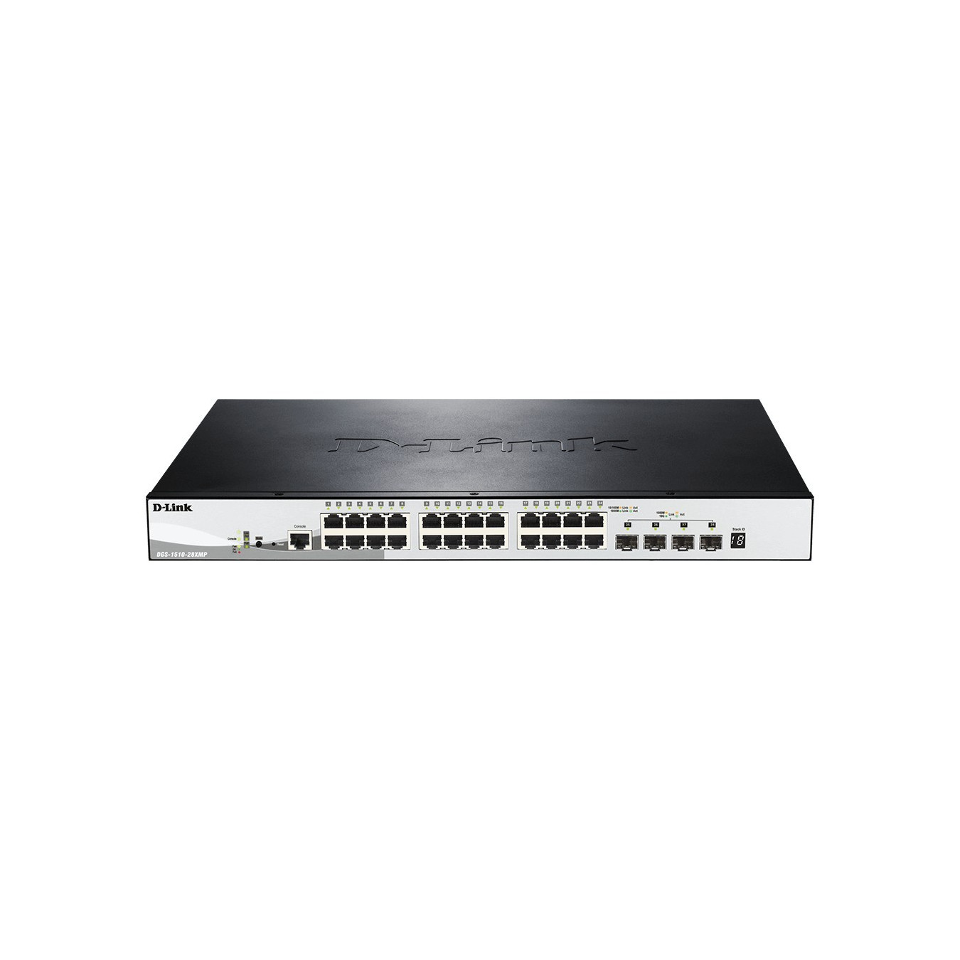 28-Port PoE+ Gigabit Smart Managed Switch - DGS-1510-28XMP - Black/Gray, 24x RJ-45, 4x SFP+, Rackmount
