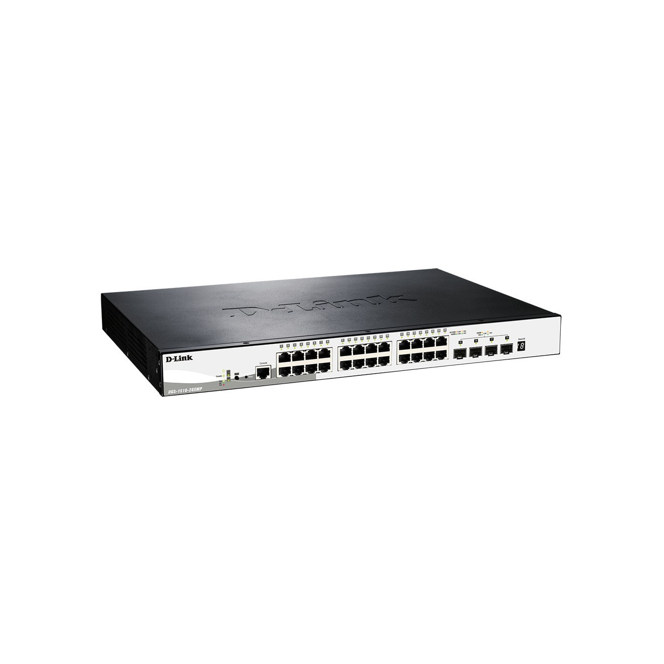 28-Port PoE+ Gigabit Smart Managed Switch - DGS-1510-28XMP - Black/Gray, 24x RJ-45, 4x SFP+, Rackmount