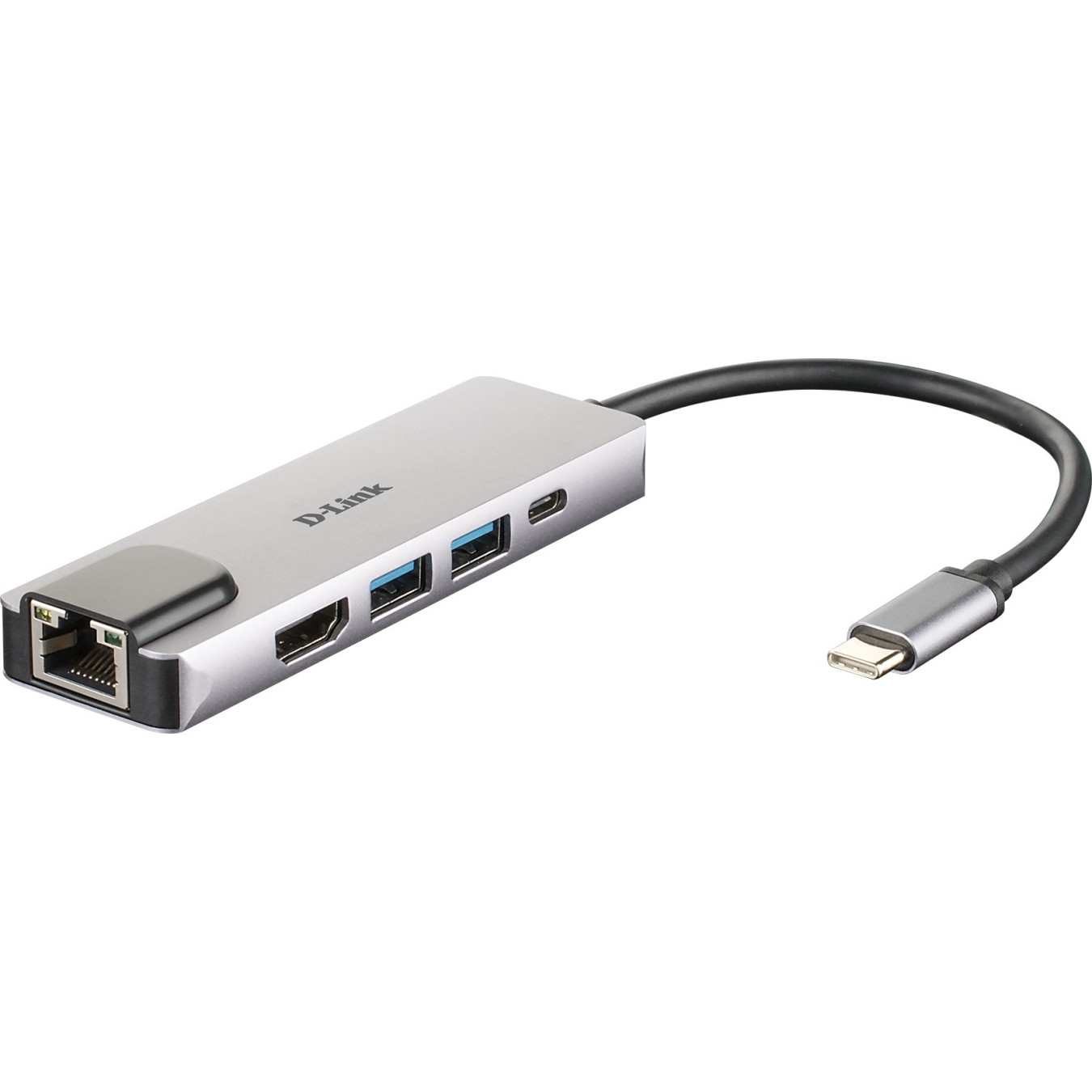 USB-C HUB 5-Port D-Link DUB-M520 - Silver/Black - 60W PD, HDMI 4K, Thunderbolt 3 — Buy in Cyprus with Fast Delivery