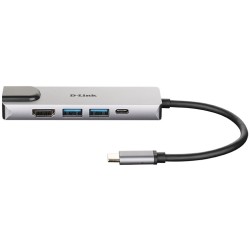 Buy USB-C HUB 5-Port D-Link DUB-M520 - Silver/Black - 60W PD, HDMI 4K, Thunderbo... in Cyprus, Nicosia, Limassol, Larnaka, Pafos