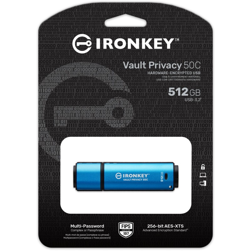 Buy IronKey Vault Privacy 50C USB Stick - Vault Privacy 50C - Black/Blue, 512GB,... in Cyprus, Nicosia, Limassol, Larnaka, Pafos