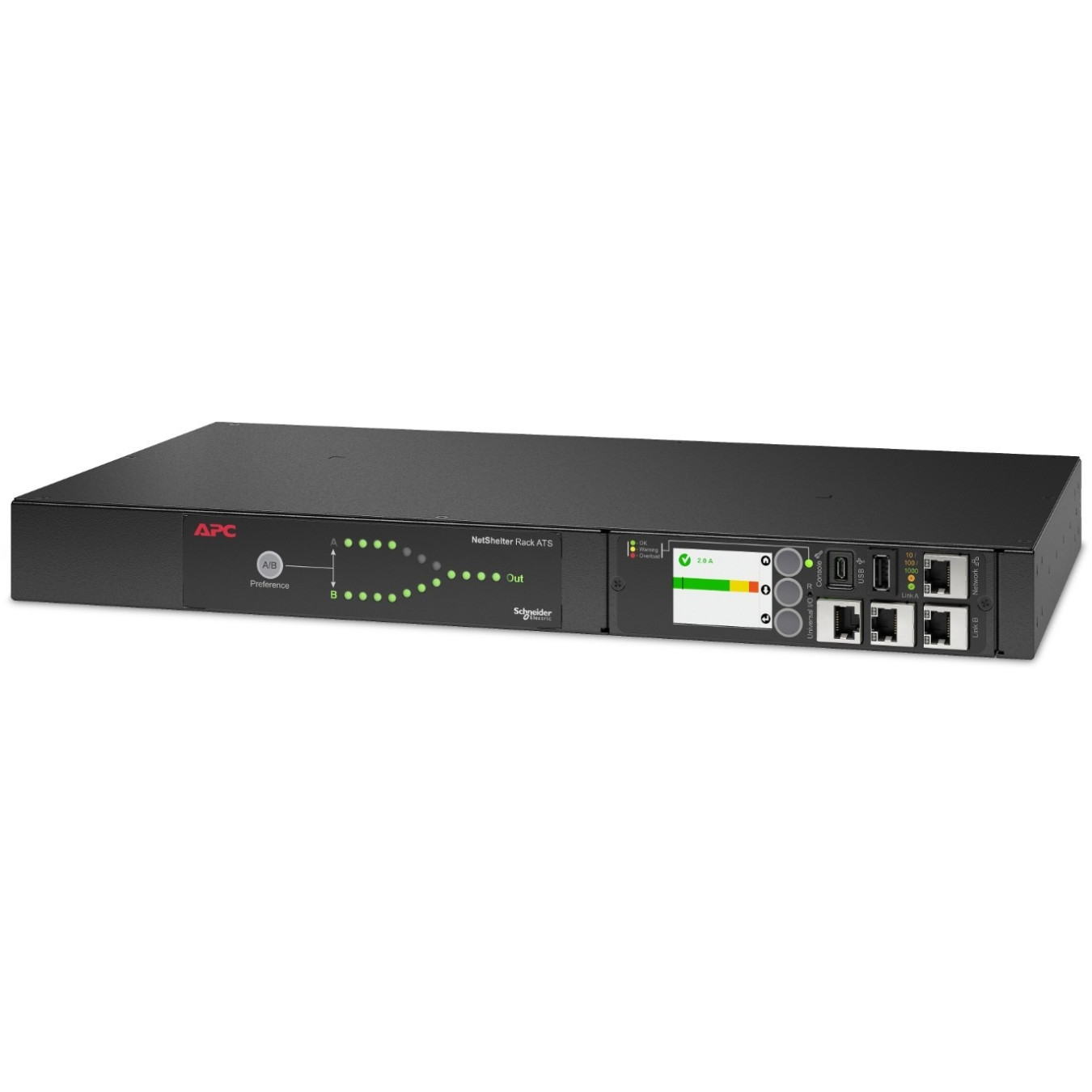 APC NetShelter Automatic Transfer Switch AP4423A - 1U, Black - 9 Outlets (8x C13, 1x C19) — Buy in Cyprus with Fast Delivery