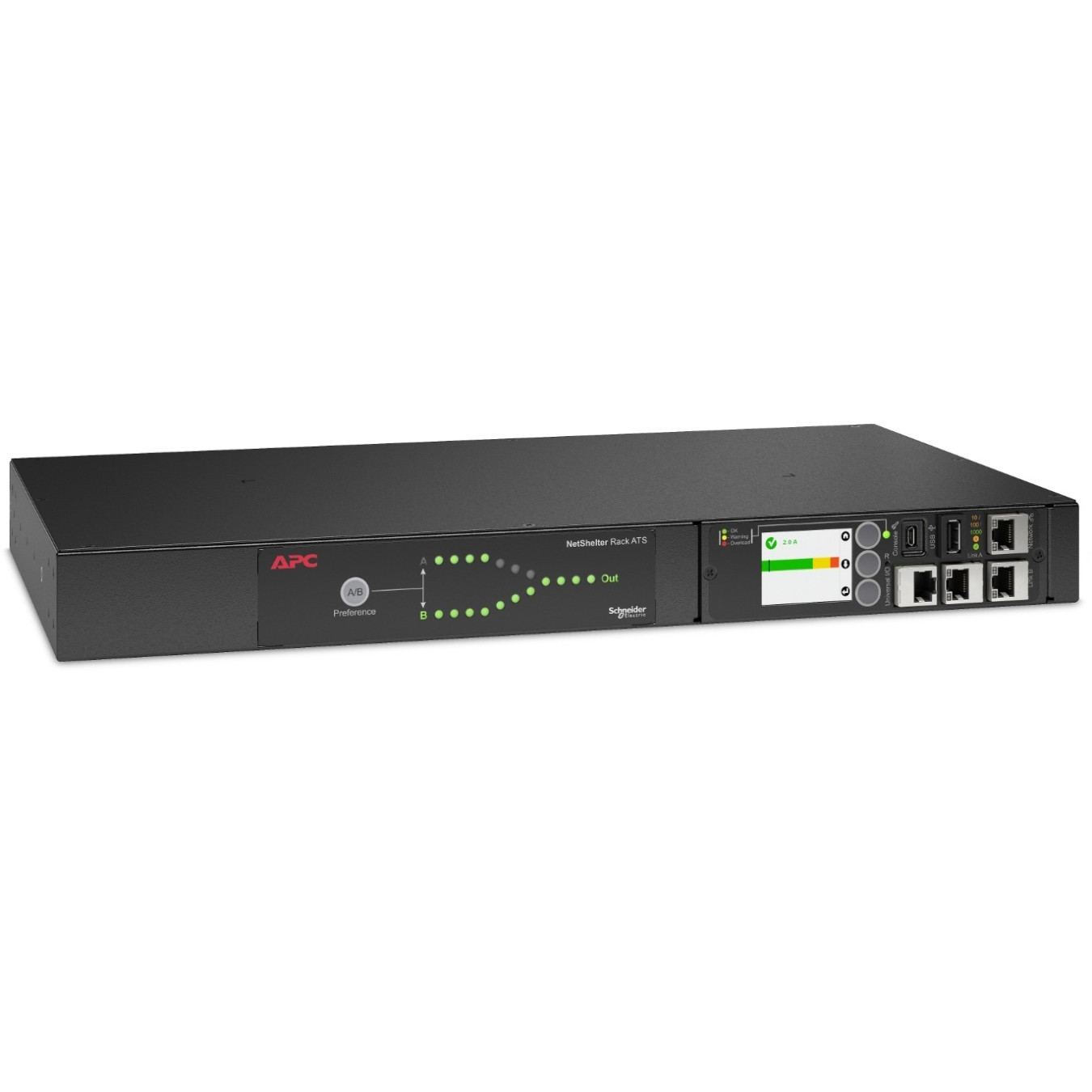 APC NetShelter Automatic Transfer Switch AP4423A - 1U, Black - 9 Outlets (8x C13, 1x C19) — Buy in Cyprus with Fast Delivery