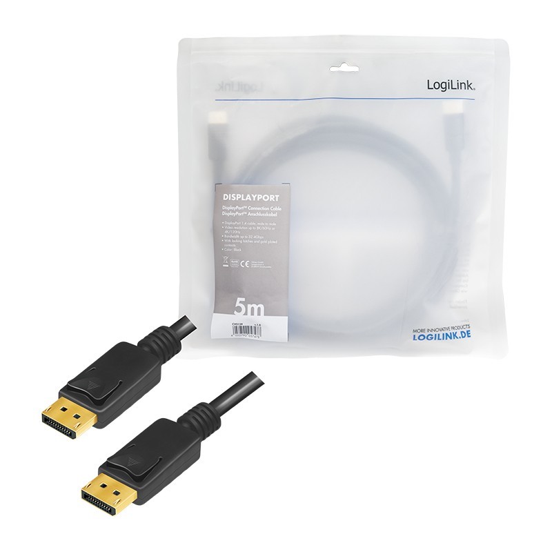 Buy Logilink DisplayPort Cable DP Male to DP Male 8K 60 Hz 5m - CV0139 - Black in Cyprus, Nicosia, Limassol, Larnaka, Pafos