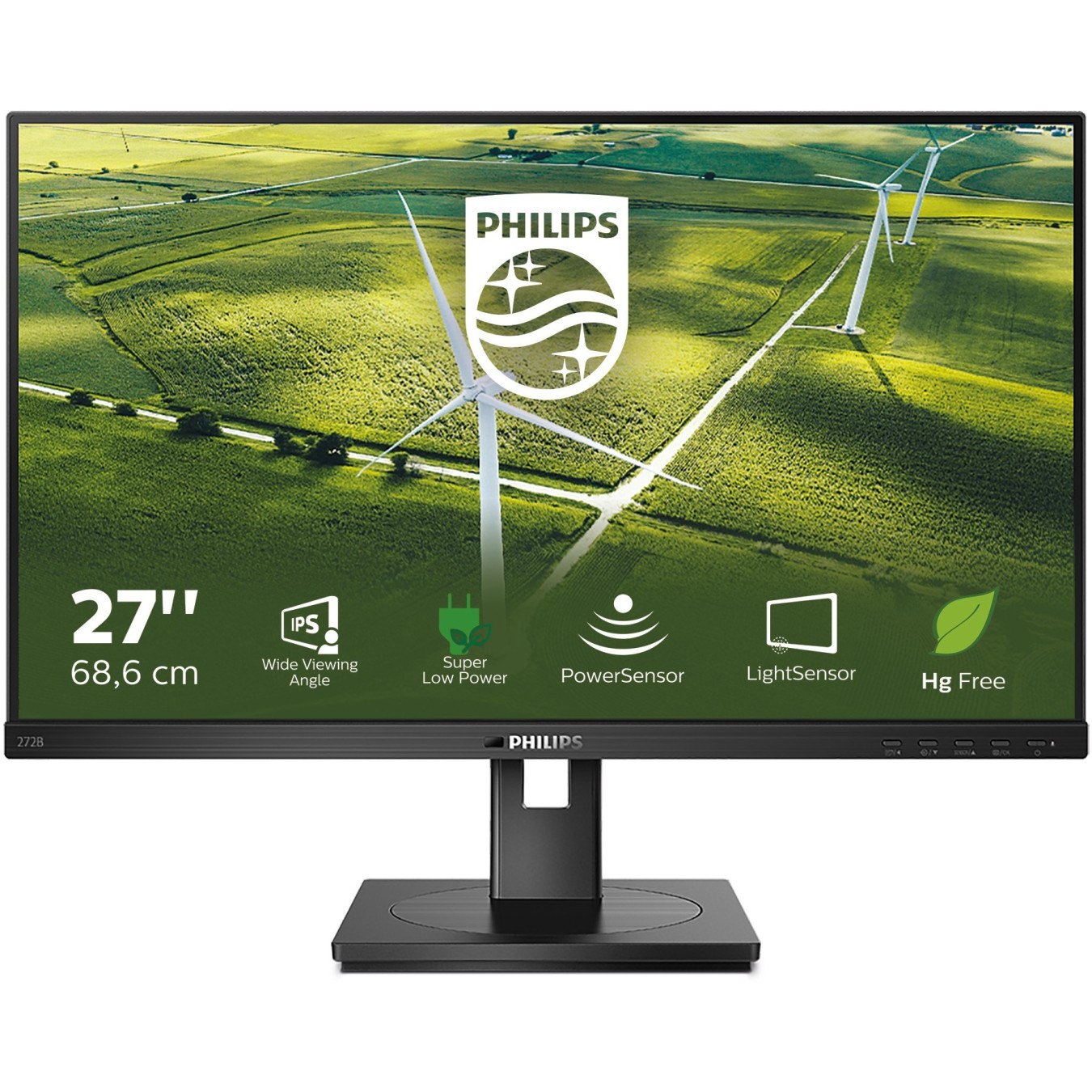 Philips 272B1G - 27" IPS Full HD (1920x1080) 75Hz Monitor - Black, DVI/HDMI/DP, 4xUSB-A — Buy in Cyprus with Fast Delivery
