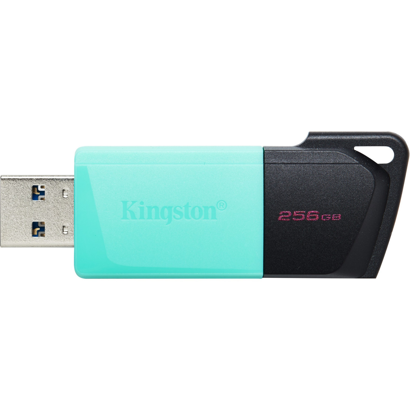 Kingston DataTraveler Exodia USB 3.2 Gen1 - 256GB USB-A Flash Drive, Black/Teal, Slide with Keyring