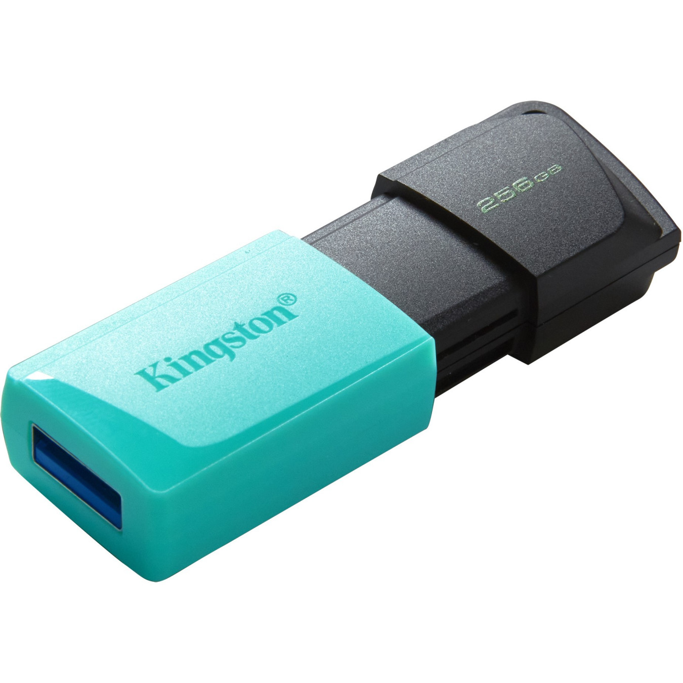 Kingston DataTraveler Exodia USB 3.2 Gen1 - 256GB USB-A Flash Drive, Black/Teal, Slide with Keyring
