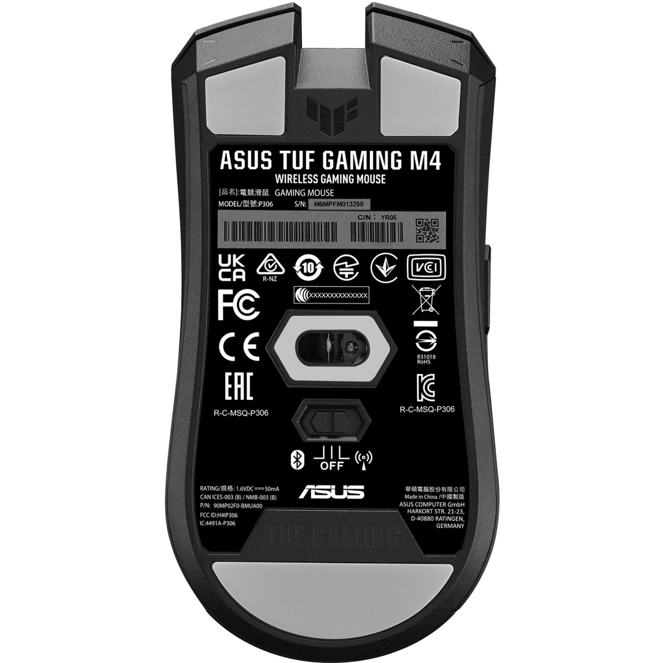 ASUS TUF Gaming M4 Wireless Gaming Mouse - Right-Hand, 12,000 DPI, 2.4GHz & Bluetooth, Black