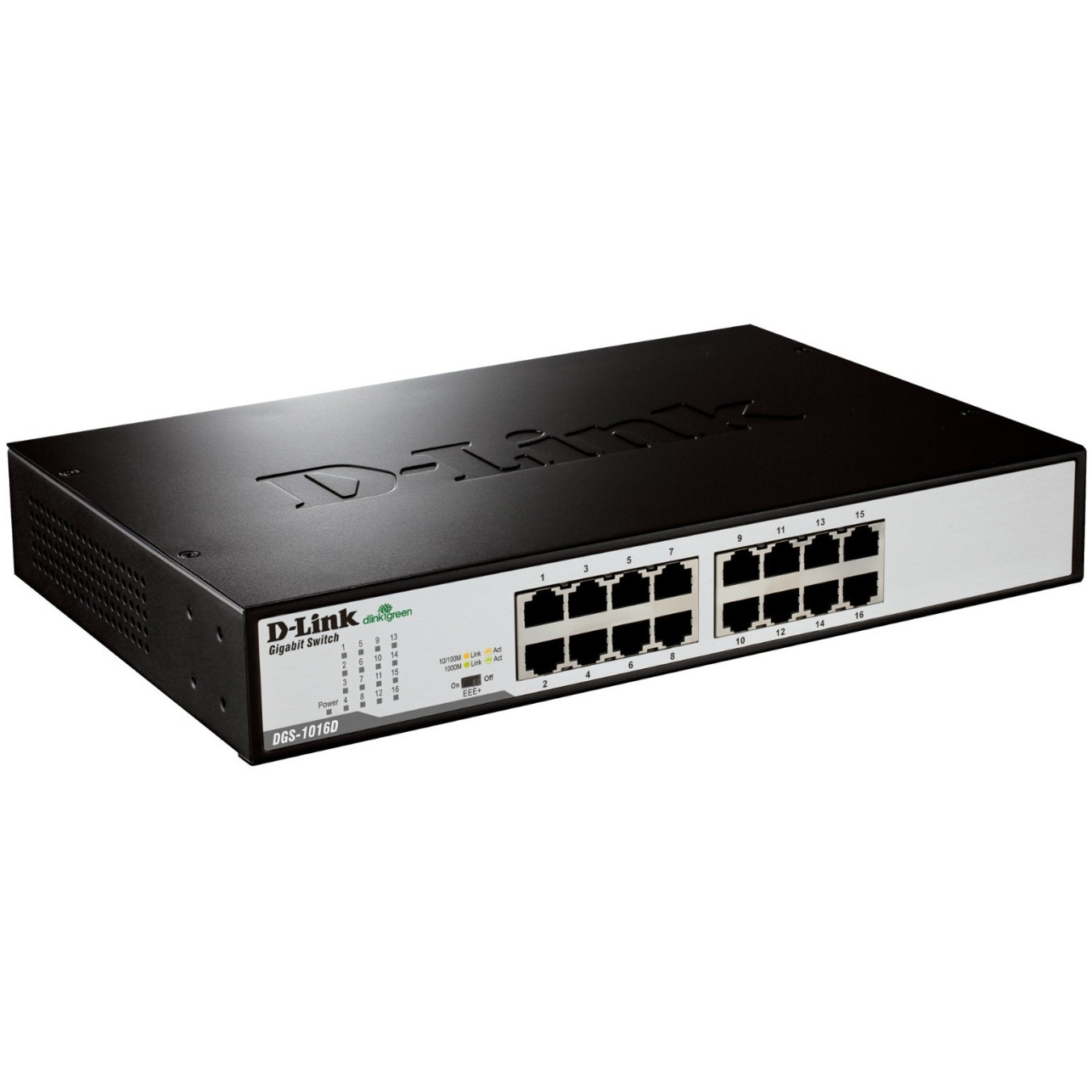 D-Link DGS-1016D/E - 16-Port Gigabit Unmanaged Switch - Rackmount, Black, 32 Gbps Switching Capacity