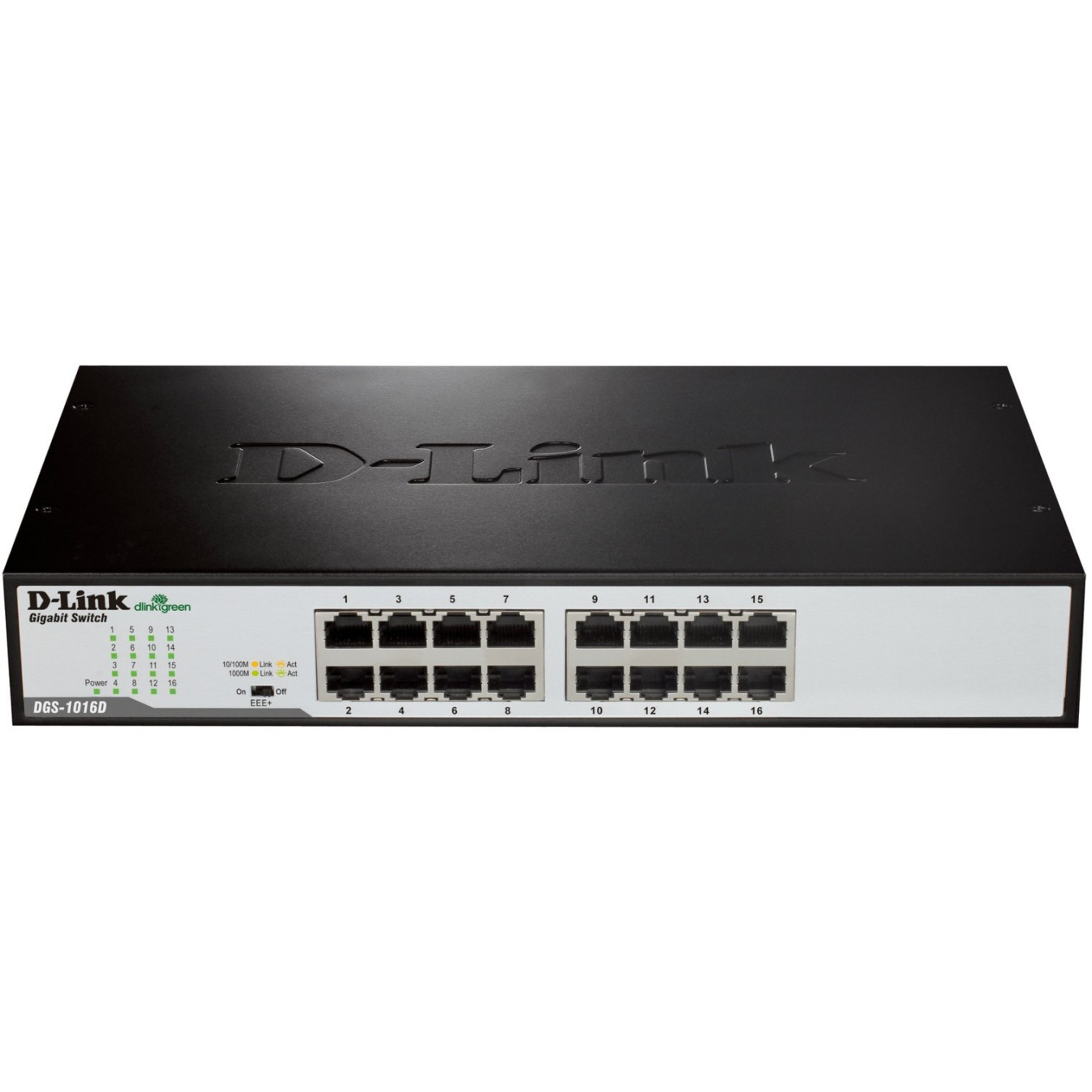 D-Link DGS-1016D/E - 16-Port Gigabit Unmanaged Switch - Rackmount, Black, 32 Gbps Switching Capacity