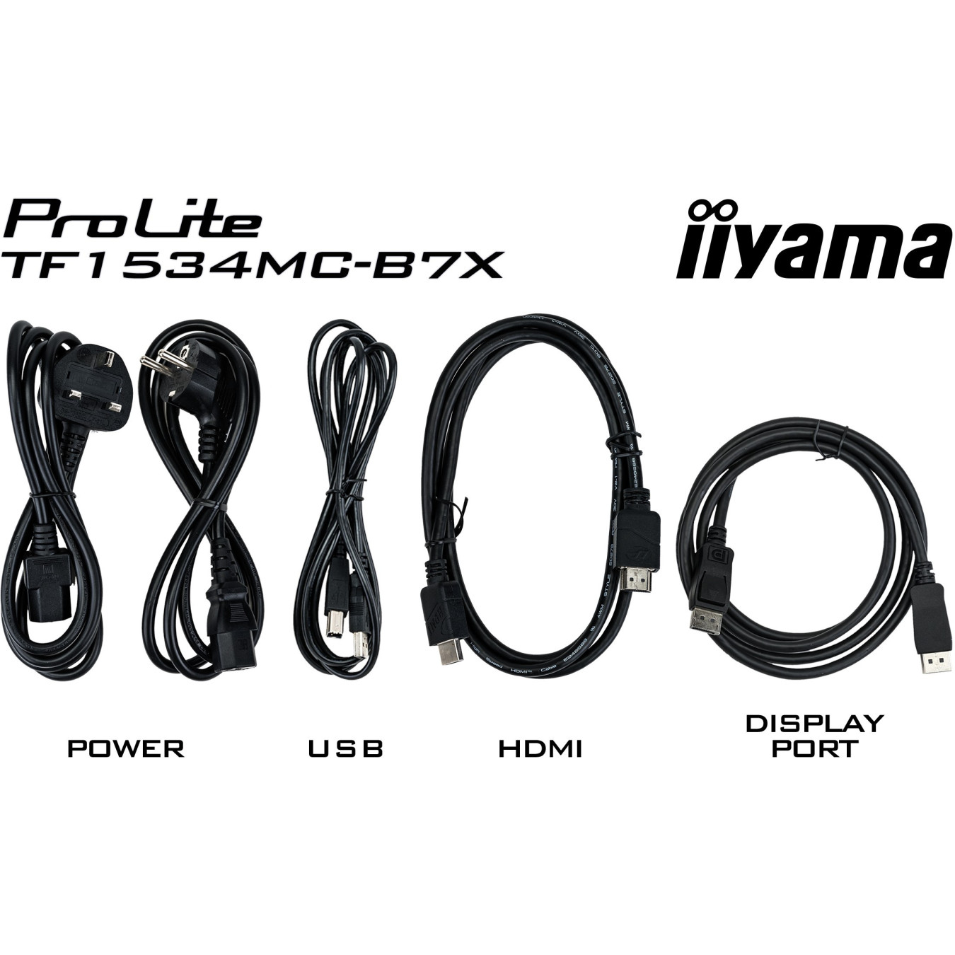 iiyama TF1534MC-B7X - 15" (38.1 cm) XGA TN Open-Frame Multi-User M-Touch Monitor, HDMI+DP, Black