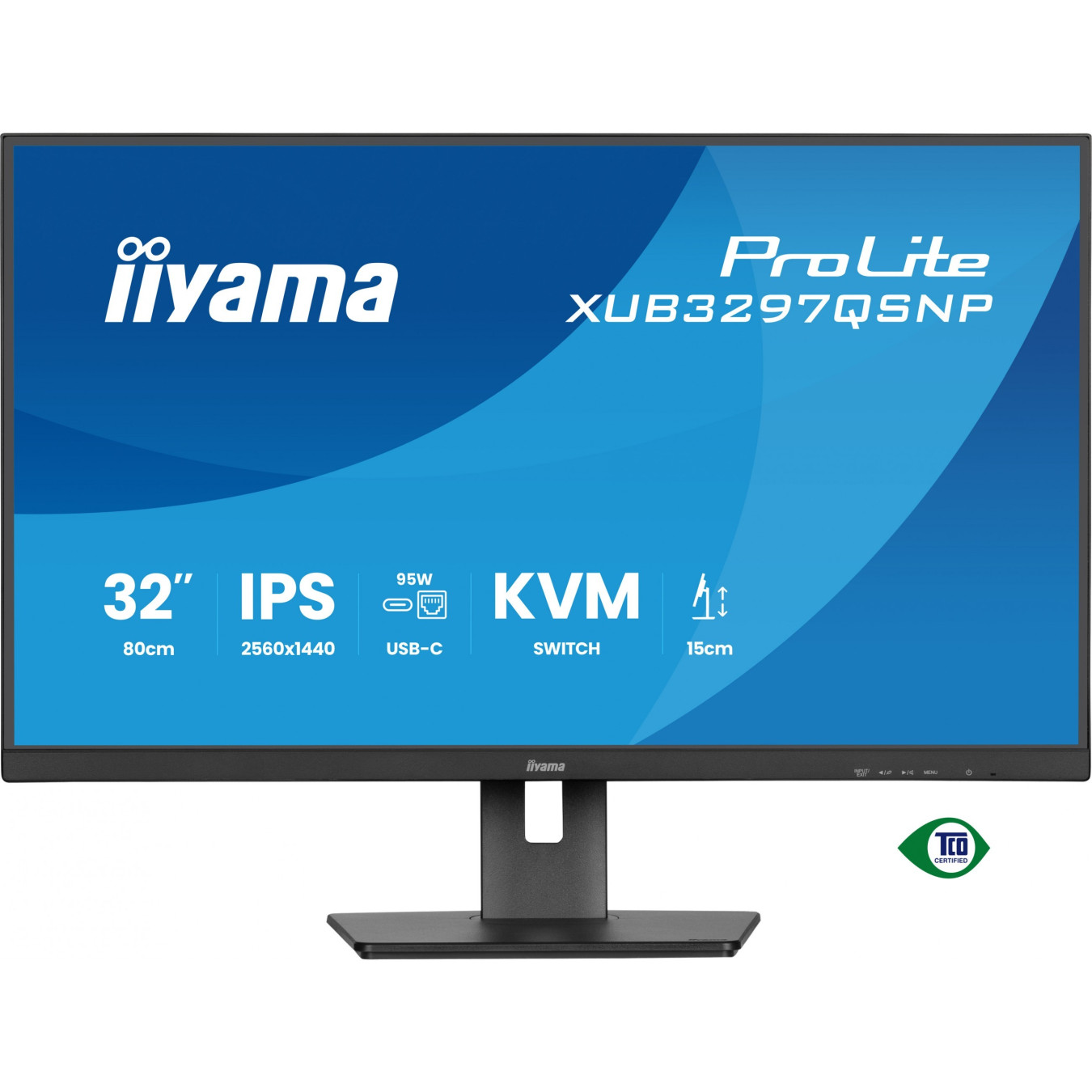 iiyama ProLite XUB3297QSNP-B1 - 32-inch QHD IPS Monitor, USB-C 95W PD Dock, DP-Out, KVM, 100Hz, 1ms, Black