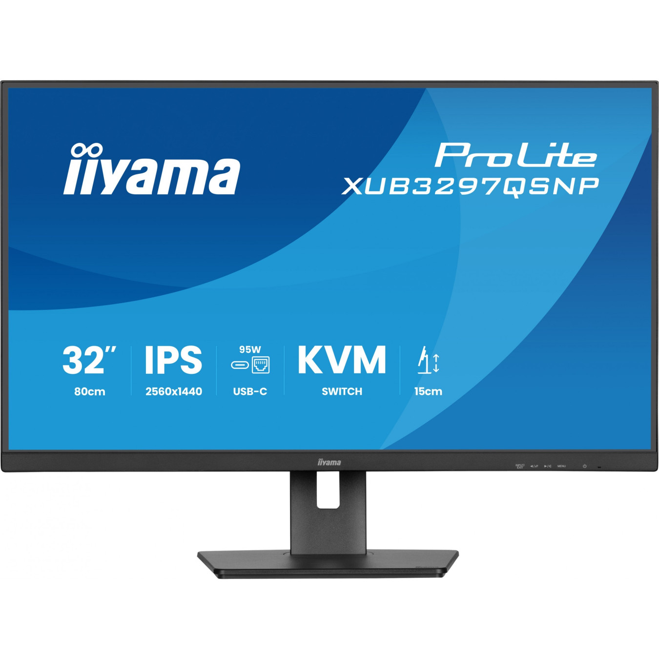 iiyama ProLite XUB3297QSNP-B1 - 32-inch QHD IPS Monitor, USB-C 95W PD Dock, DP-Out, KVM, 100Hz, 1ms, Black
