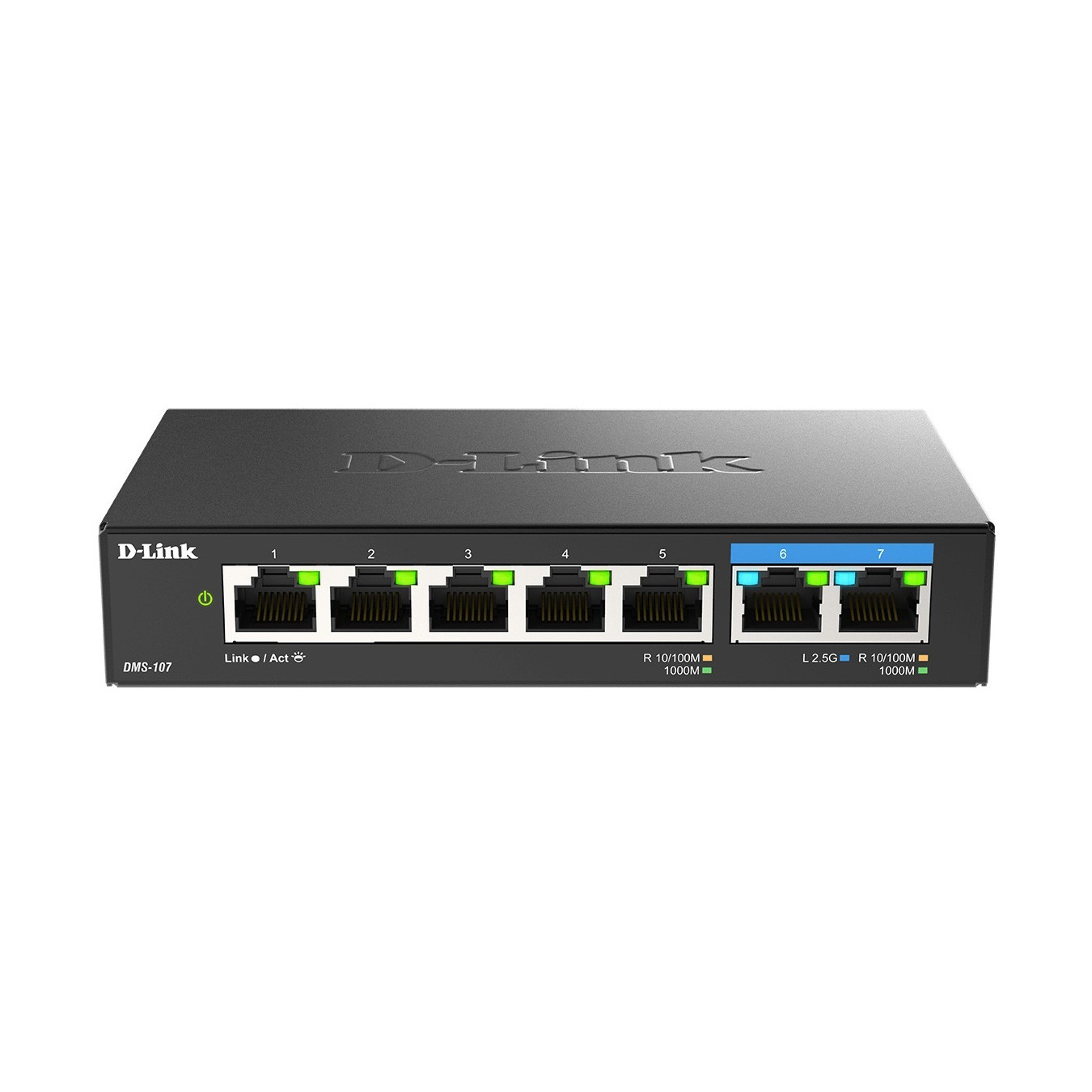 D-Link DMS-107 - 7-Port Multi-Gigabit Unmanaged Switch (Black, Metal Housing) — Buy in Cyprus with Fast Delivery