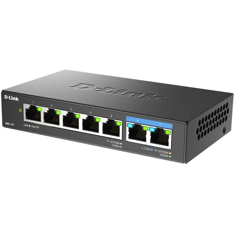 Buy D-Link DMS-107 - 7-Port Multi-Gigabit Unmanaged Switch (Black, Metal Housing) in Cyprus, Nicosia, Limassol, Larnaka, Pafos