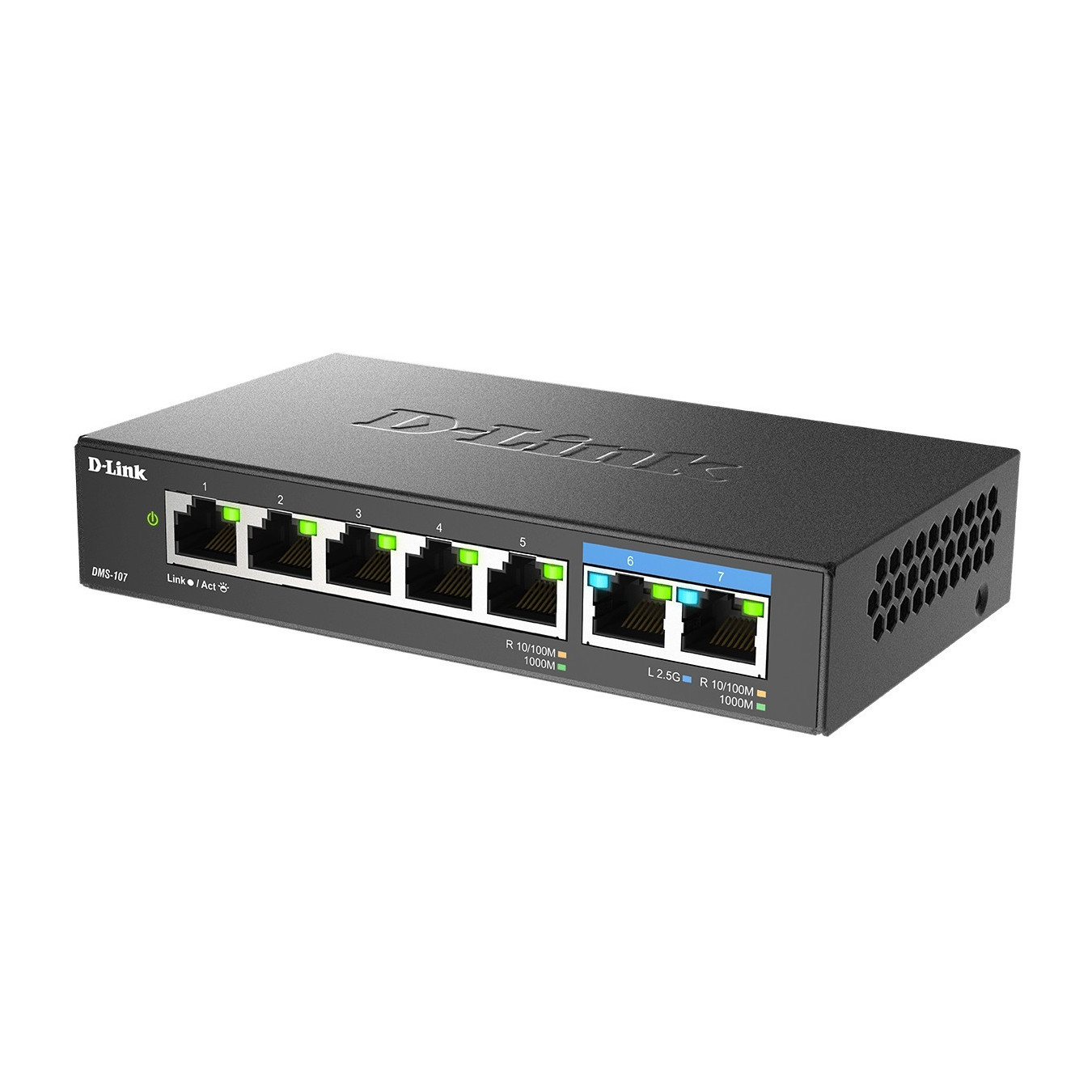 D-Link DMS-107 - 7-Port Multi-Gigabit Unmanaged Switch (Black, Metal Housing) — Buy in Cyprus with Fast Delivery