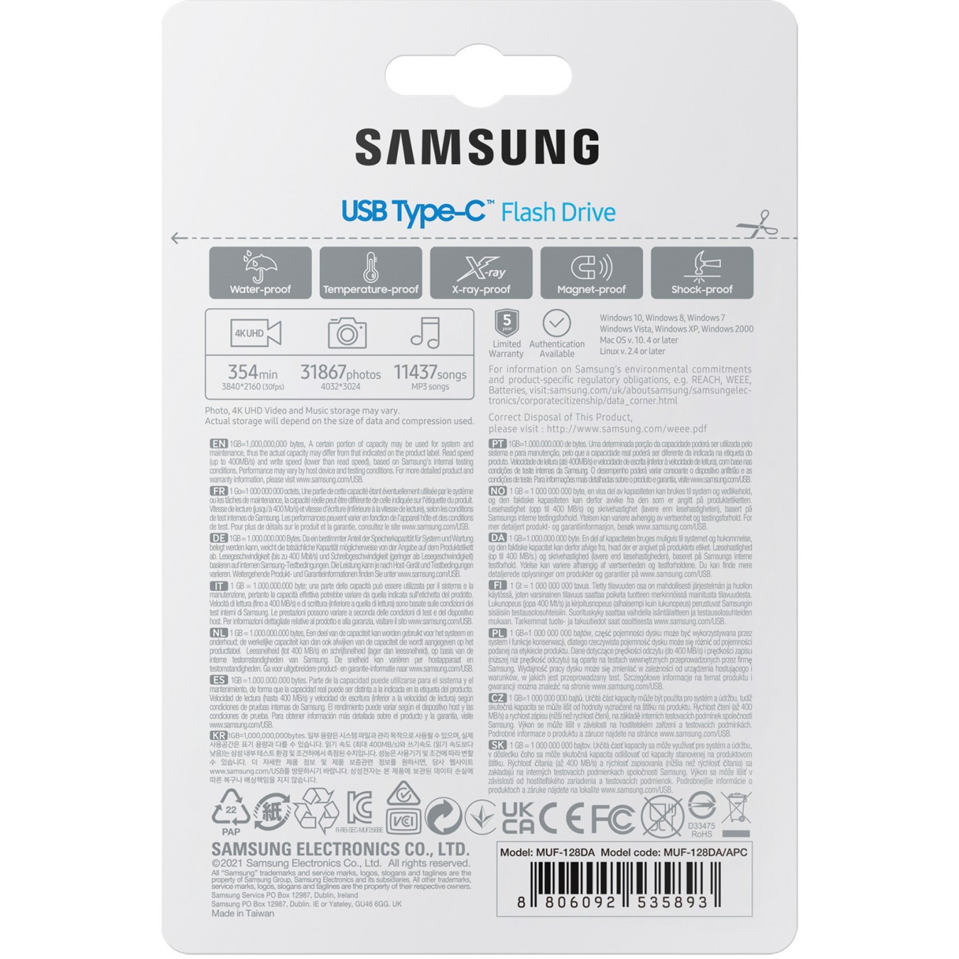 Samsung MUF-128DA USB-C Flash Drive - 128GB, USB 3.2 Gen 1 (5Gbps), Blue — Buy in Cyprus with Fast Delivery