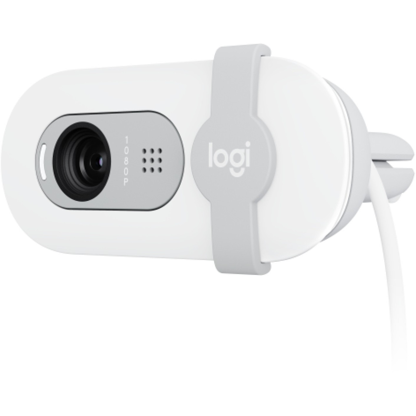 Logitech BRIO 100 - 960-001617 - White Full HD 2MP Webcam, 1080p@30fps, Built-in Mic, Privacy Cover