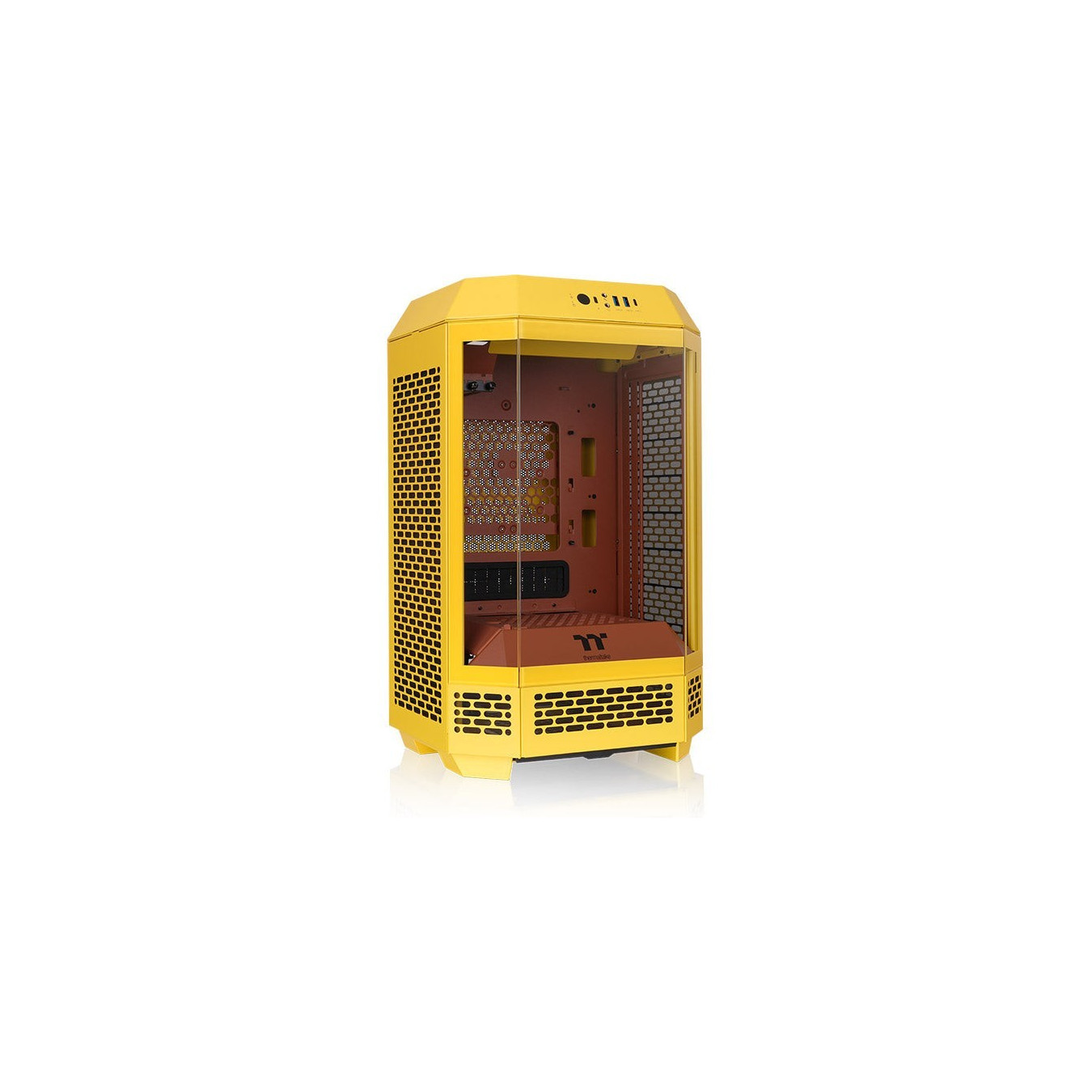 Thermaltake The Tower 250 - Butter Caramel Yellow - Mini-ITX Mini Tower PC with 3.9" LCD, 360mm GPU Support
